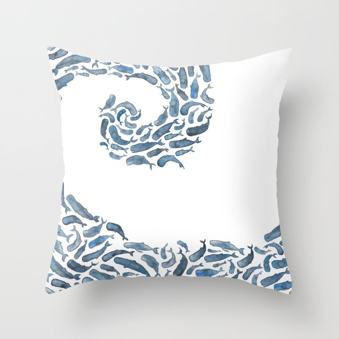 Outdoor Pillow Cover 20 x 20 with Pillow Insert Society6 Blue Whales by Elena O'neill on Throw Pillow 